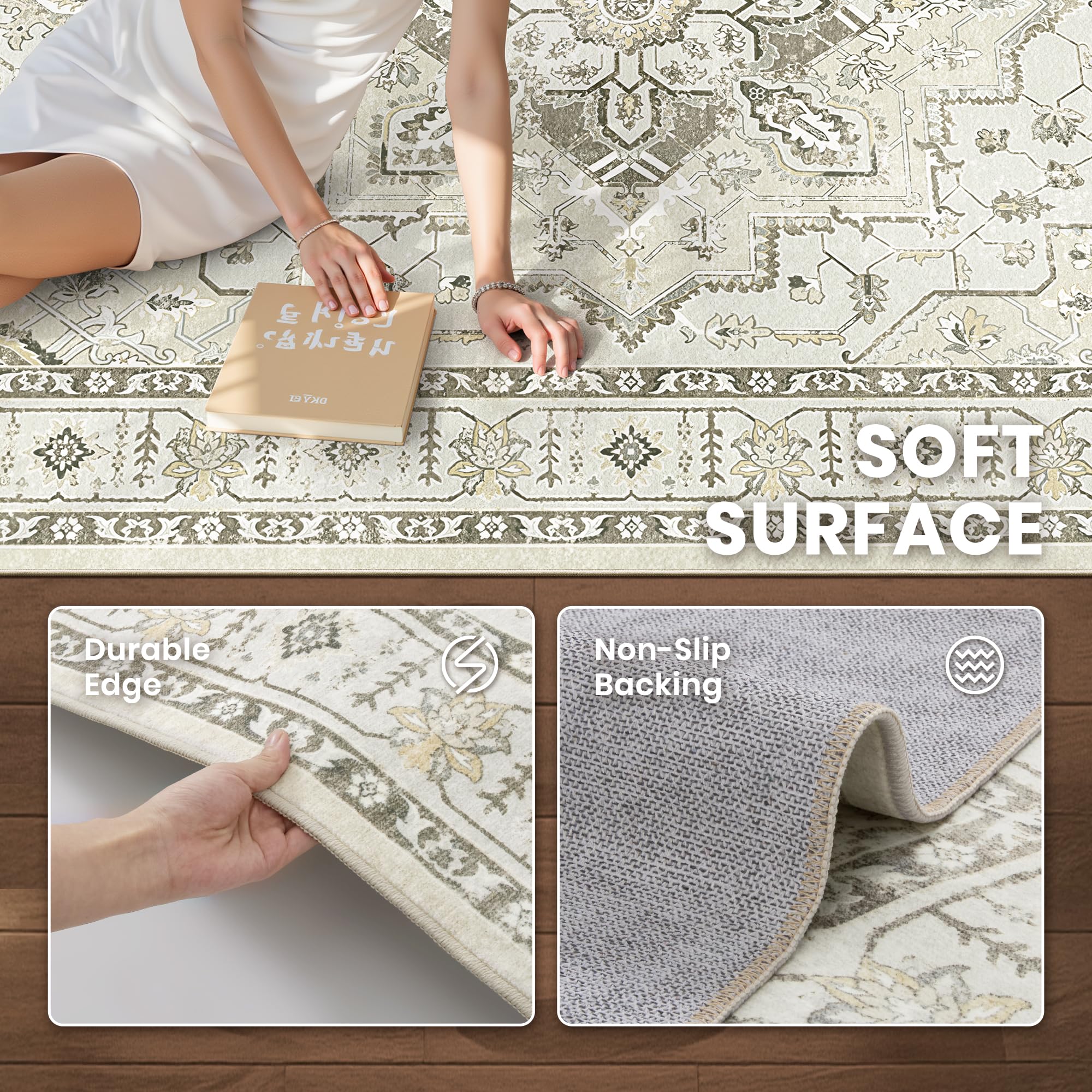 zesthome Area Rugs - Non-Slip Washable Rug
