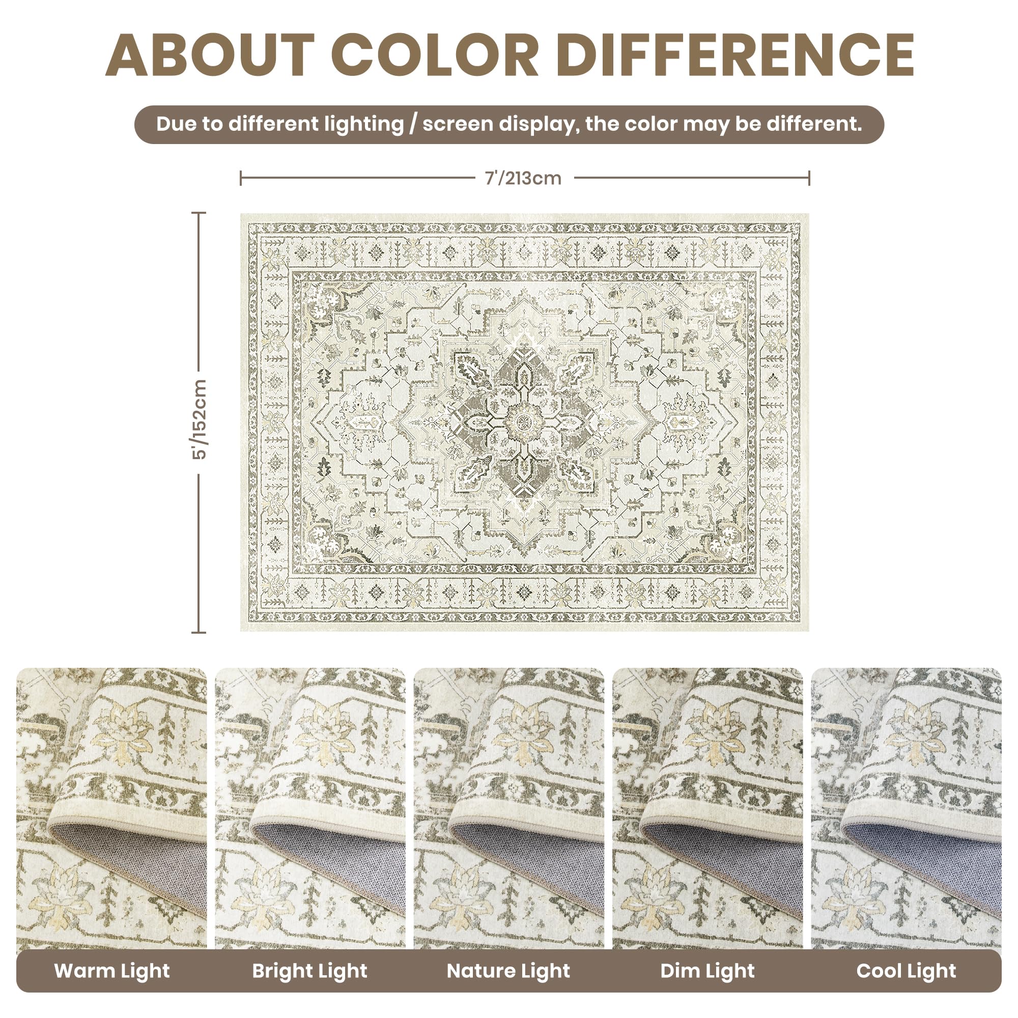 zesthome Area Rugs - Non-Slip Washable Rug